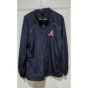 Core 365 Navy Blue Atlanta Braves MLB Windbreaker Full Zip Jacket Men L
